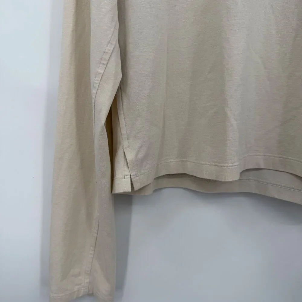 Lululemon Natural Ivory Classic Fit Cotton Blend Long Sleeve T-Shirt Size Medium